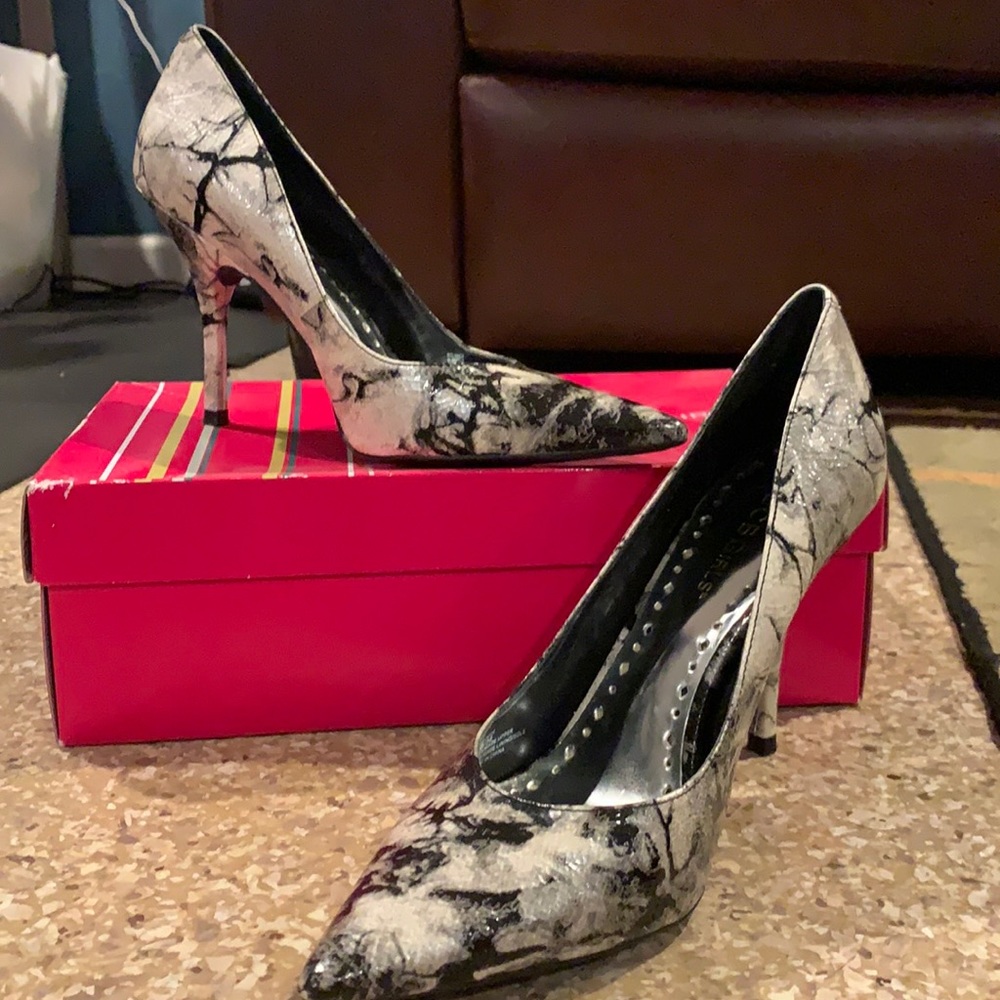 Black and white heels